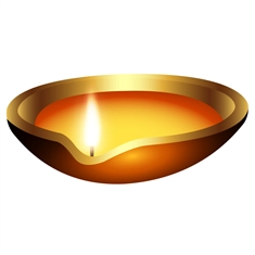 Diwali Decoration Single Golden Diya Transparent Sticker